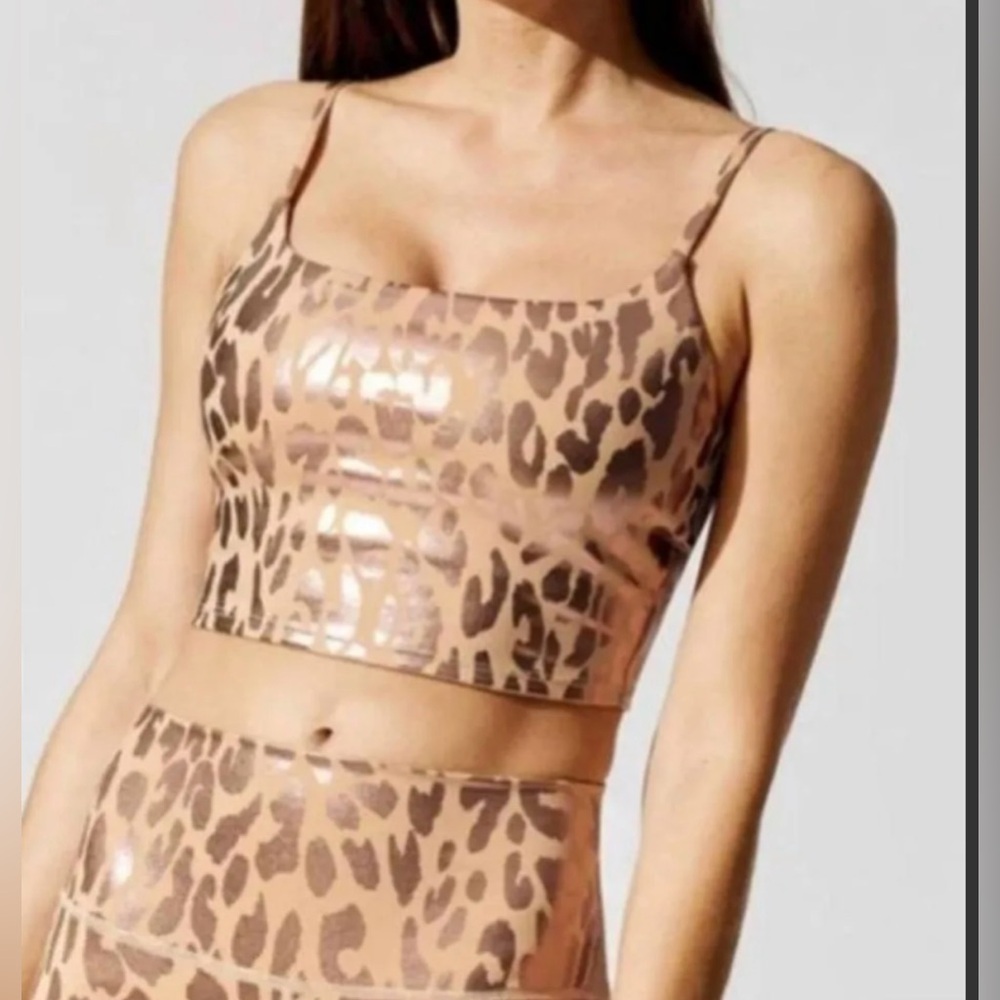 Carbon38 metallic gold leopard workout set. Medium, NWT.